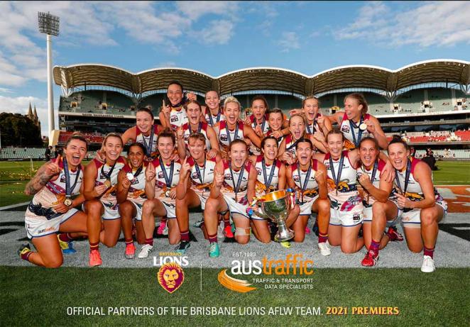 Brisbane Lions Womens Team 2021 Premiers Austraffic Sponsor Thank You Austraffic 7566